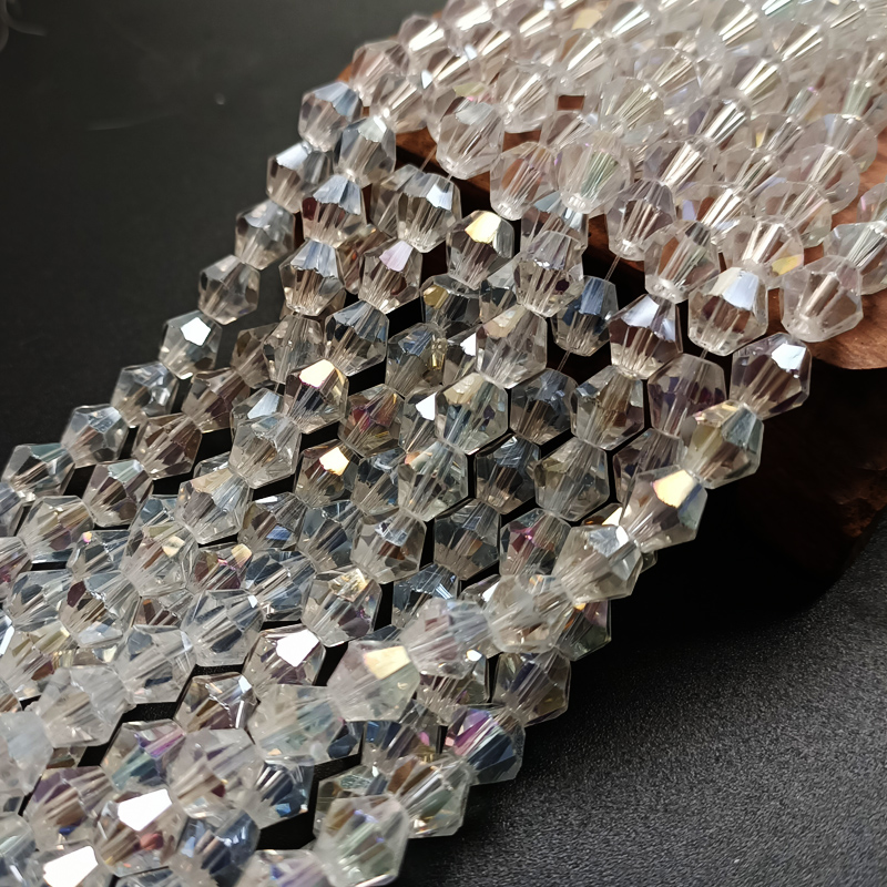 手工串珠 水晶珠子diy饰品配件散珠两头尖ab彩幻彩透明菱形珠整条