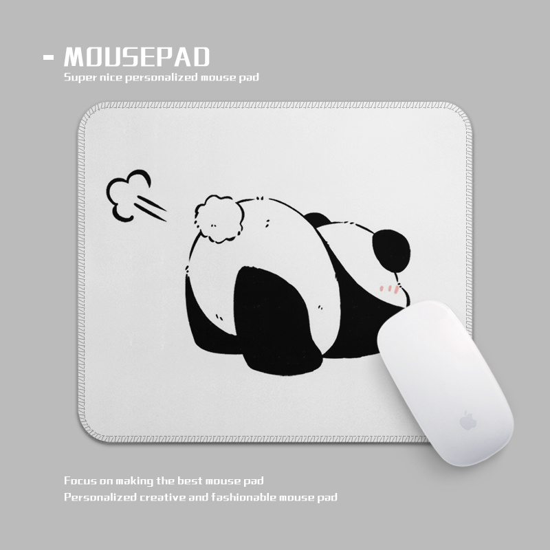 简笔画可爱熊猫鼠标垫小号方形防水防油可擦新款耐脏电脑防滑桌垫