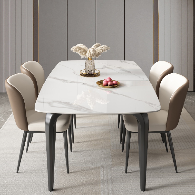 欧派意式岩板餐桌椅组合现代简约轻奢2023年新款家用小户型长方形