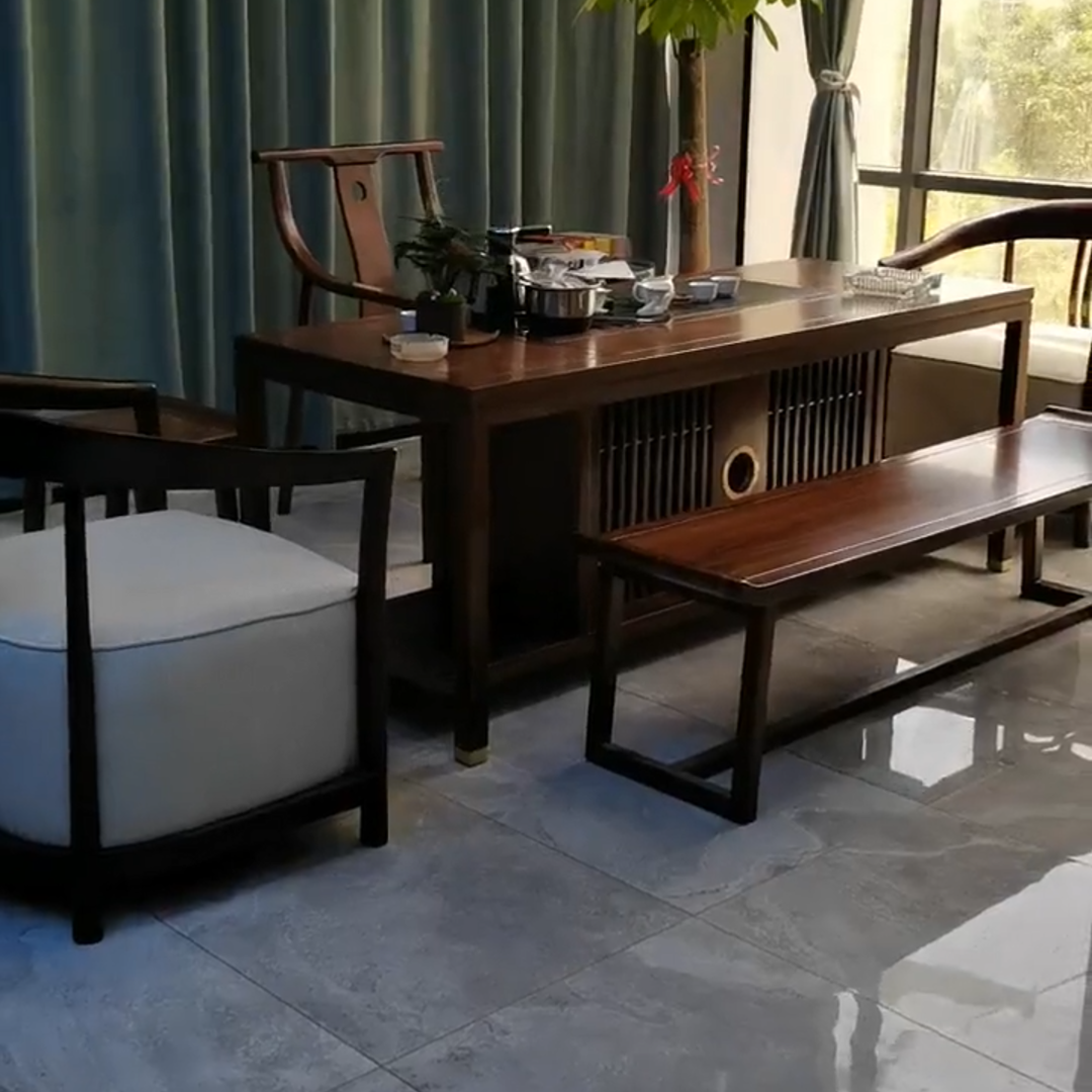 实木茶桌椅组合新中式办公室家用乌金木功夫茶台烧水壶茶几茶具套