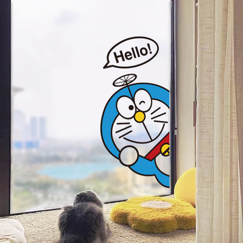 可爱卡通机器猫墙贴纸幼儿园儿童房间门贴防水玻璃窗户装饰贴画