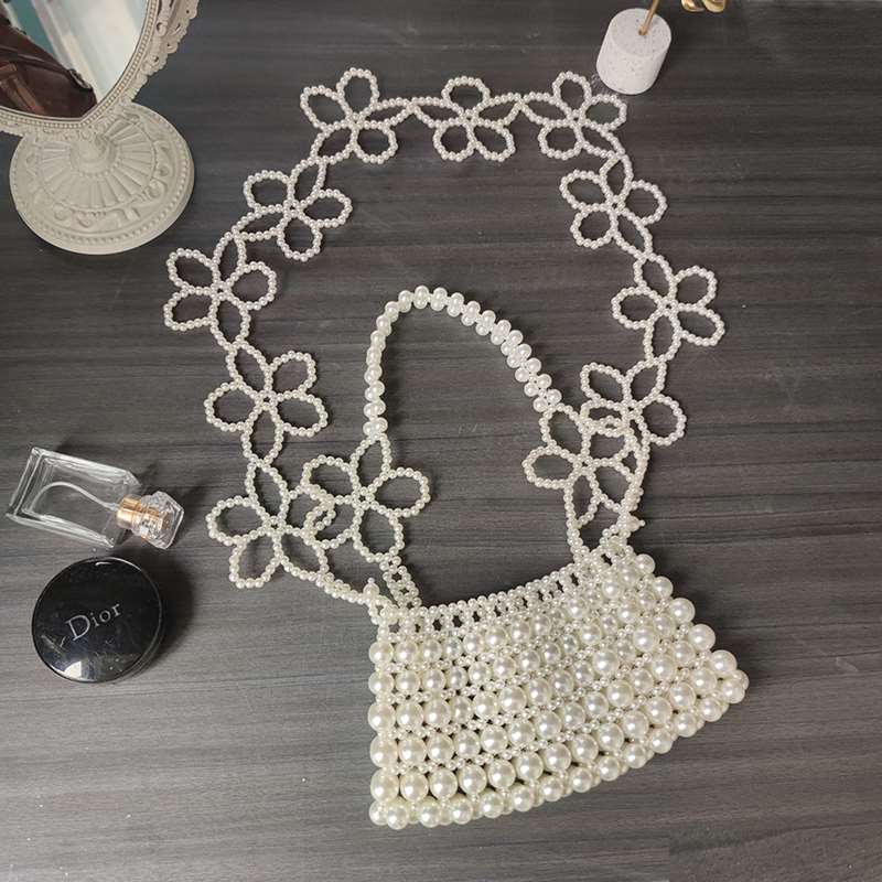 花朵链条 包包配饰珍珠五瓣花包链斜挎个性编织DIY手工串珠材料包
