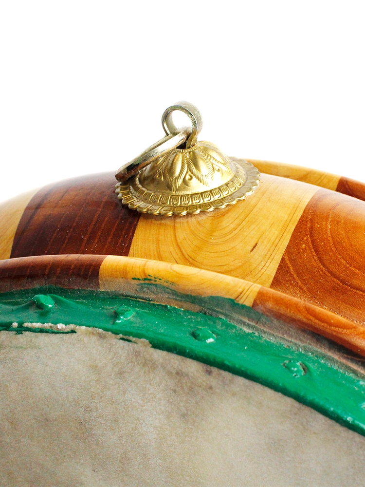 40cm柏木热巴鼓藏式民族风跳舞摆放摆件西藏舞蹈乐器红檀木底座