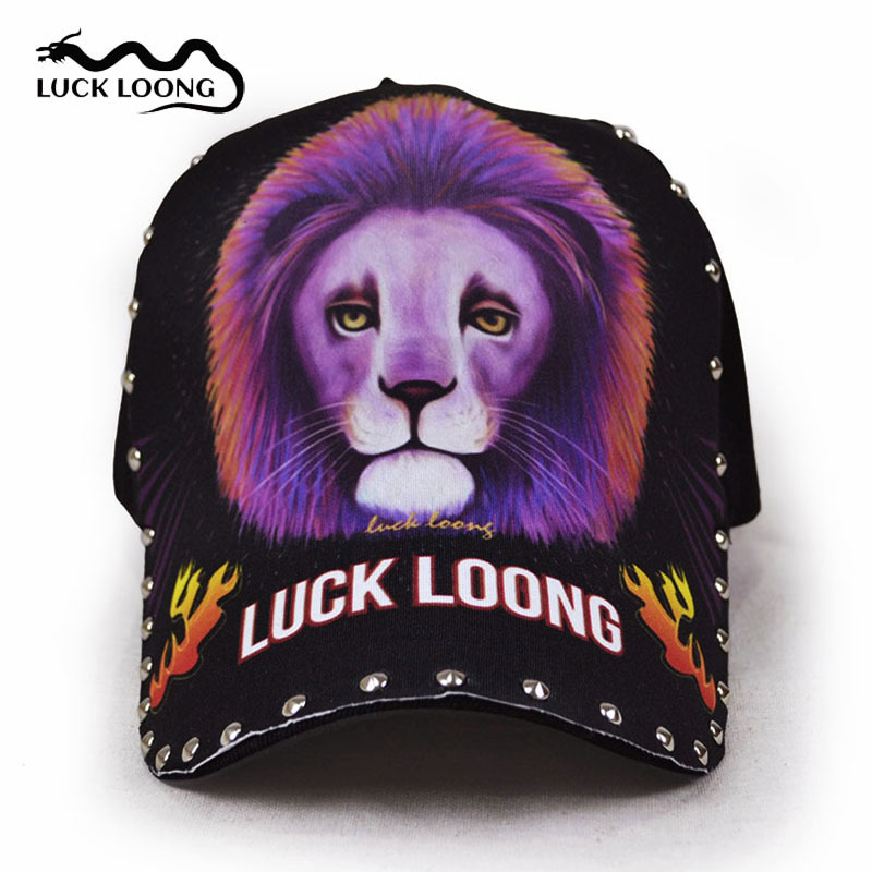 男女歌手插画师狮子头铆钉酷鸭舌帽霸气时尚新款LUCK LOONG棒球帽