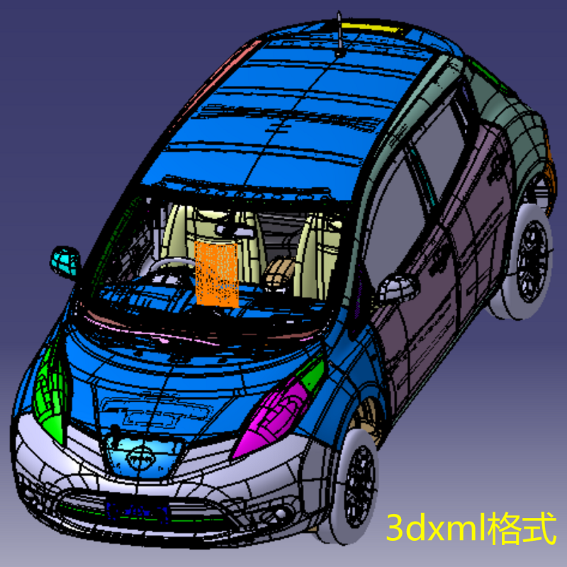 日产天籁右驾电动轿车3dxml格式三维几何数模型新能源整车身底盘