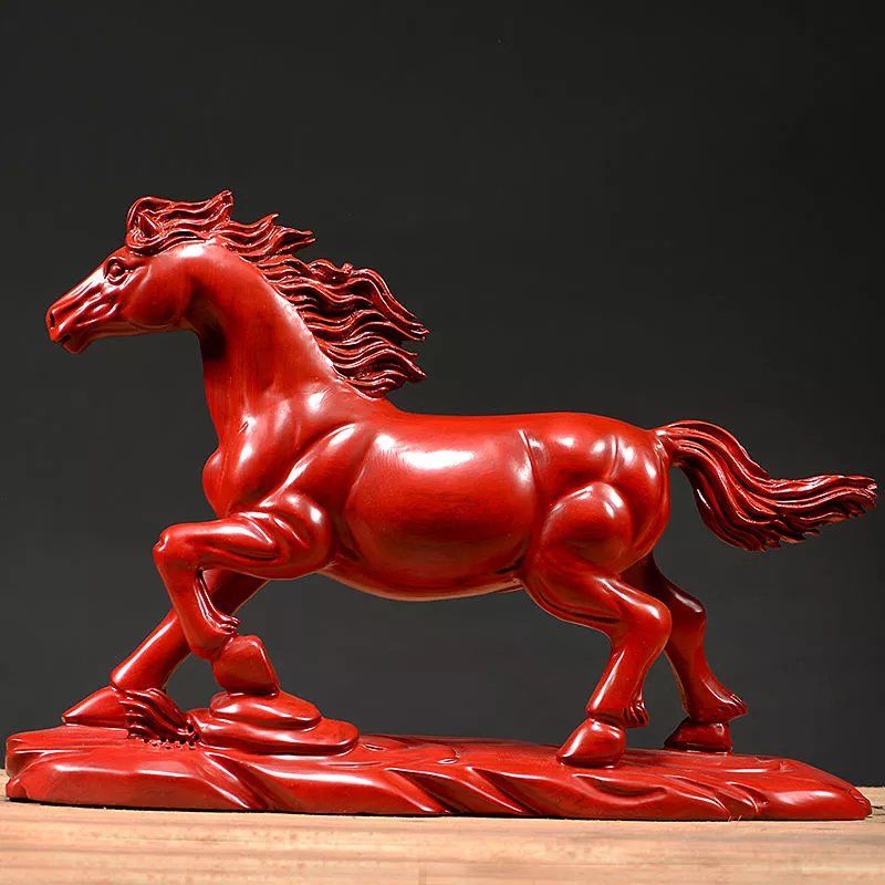 红花梨木雕刻马摆件马到成功实木质马生肖家居办公桌面装饰工艺品