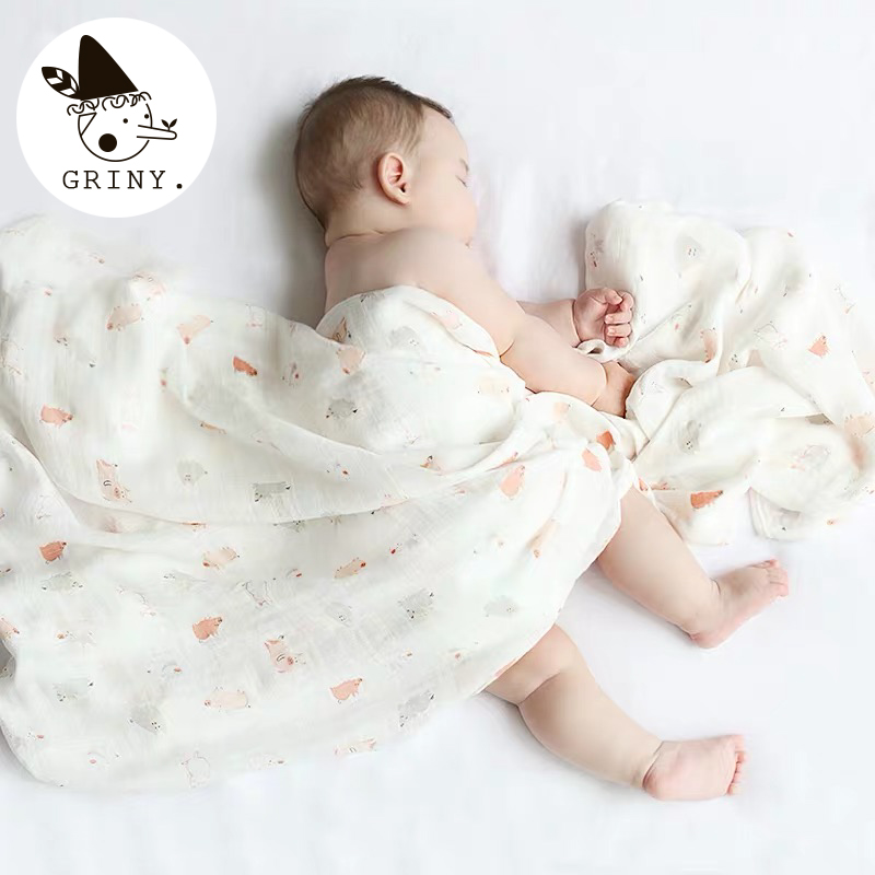 Griny婴儿纱布被子夏季薄款初生竹棉包巾新生儿用品抱被宝宝盖毯