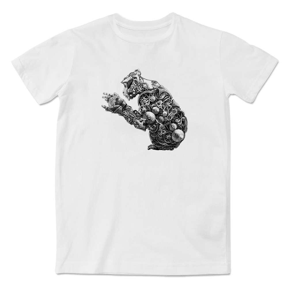 有趣的猴子图案设计机械齿轮猴时尚印花短袖T恤