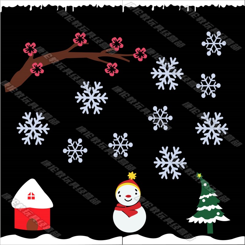 幼儿园冬天雪花雪人主题墙面装饰环创班级教室走廊黑板报环境布置