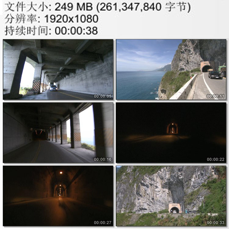 台湾海边公路 穿行山洞隧道悬崖峭壁上的公路 高清实拍视频素材