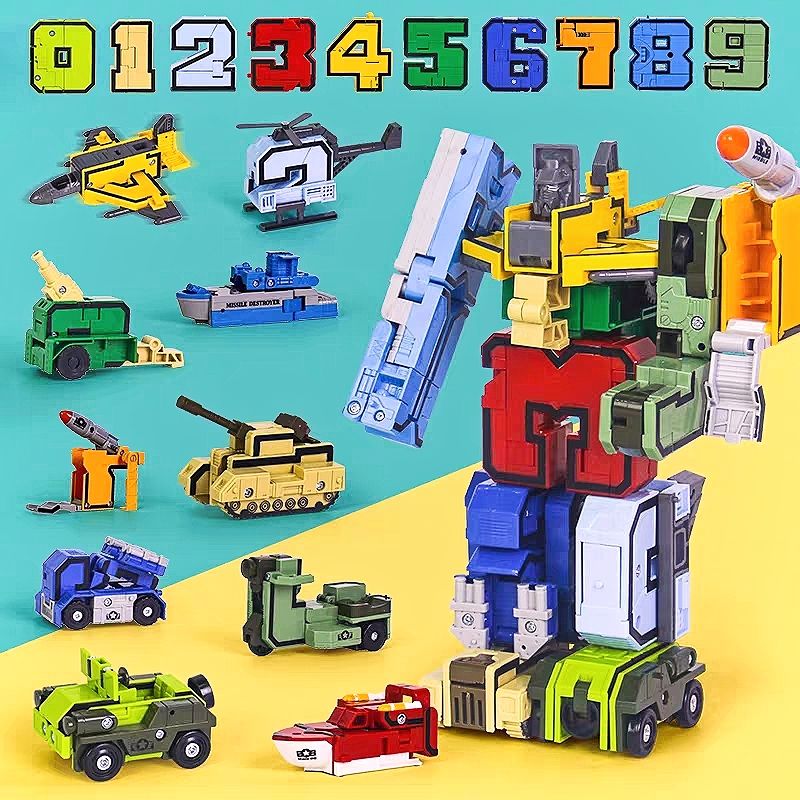 数字变形0到9玩具汽车合体机器人全套金刚智力男孩益智儿童创意