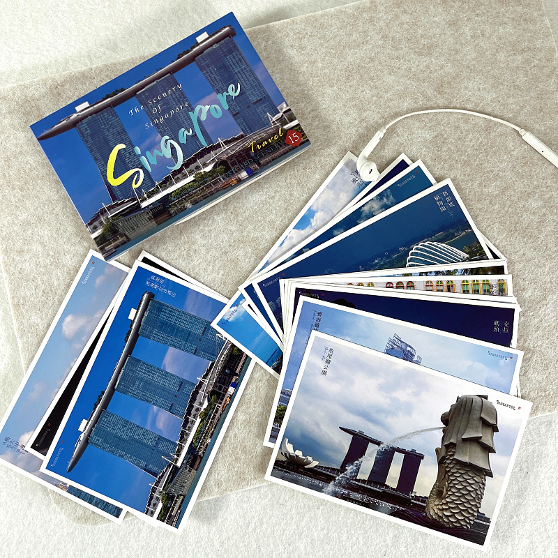 新加坡旅游著名景点明信片网红景区摩天轮马六甲海峡克拉码头卡片