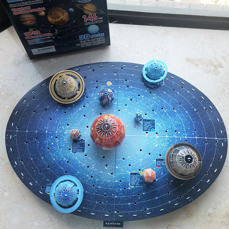 太阳系八大行星立体DIY拼图3d手工拼装星球模型儿童益智玩教具8岁