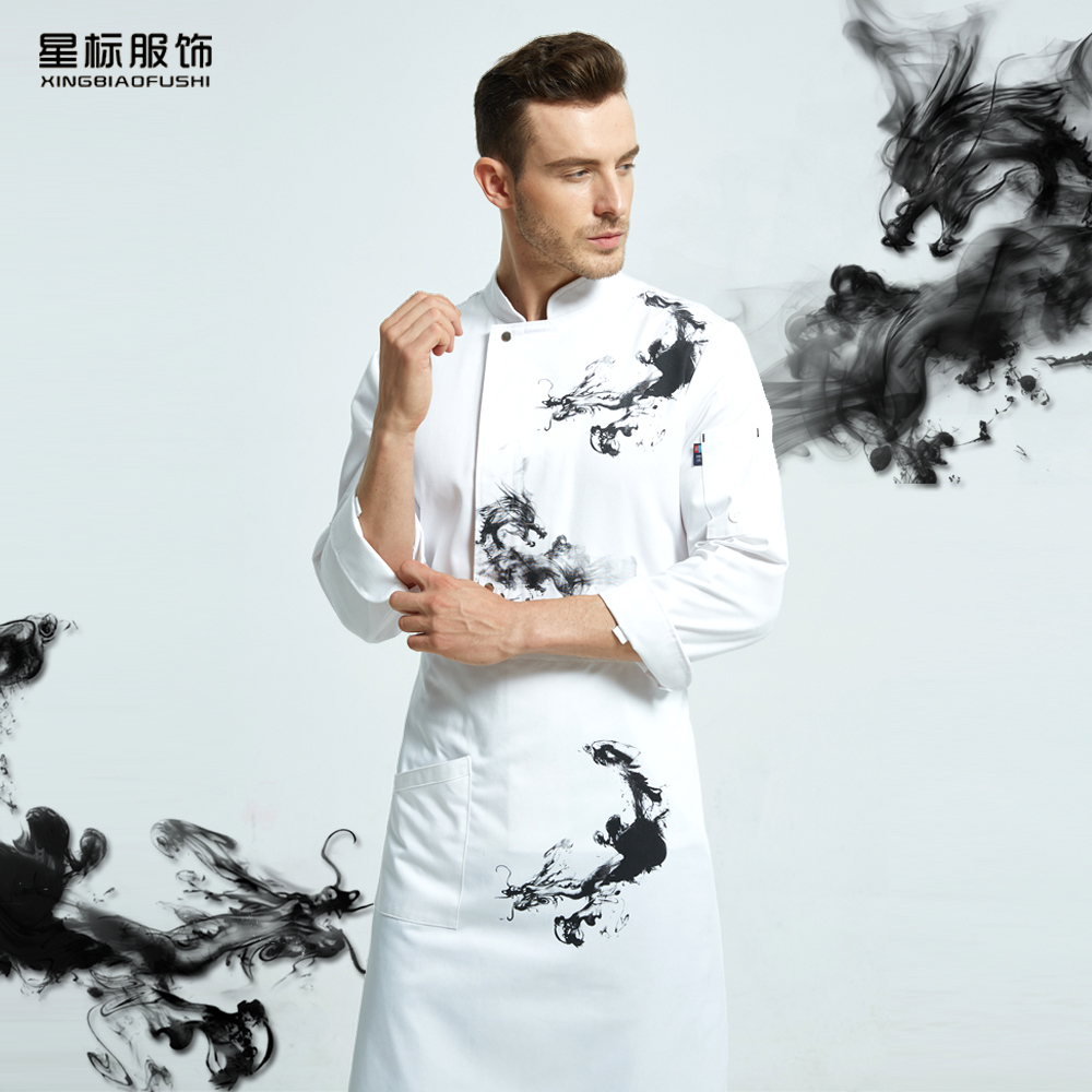 厨师服个性中国风主厨酒店烘培厨师工装后厨制服短袖厨师工作服男