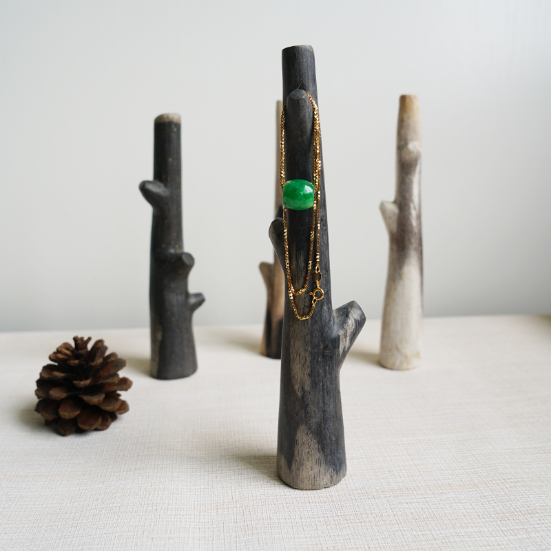 硅化木树杈棒子木化石饰品架个性创意迷你摆件挂钥匙收纳架小物件
