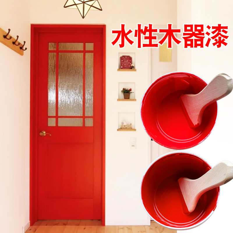 大红色刷木头的漆中国红朱红刷木门柜子水性木器漆刷消防木板油漆