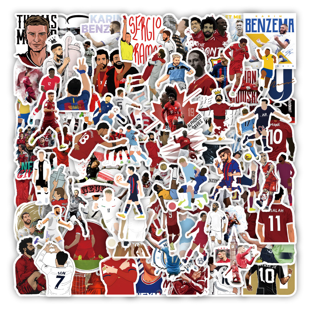 100张世界杯足球明星巨星涂鸦贴纸梅西内马尔C罗姆巴佩装饰画防水