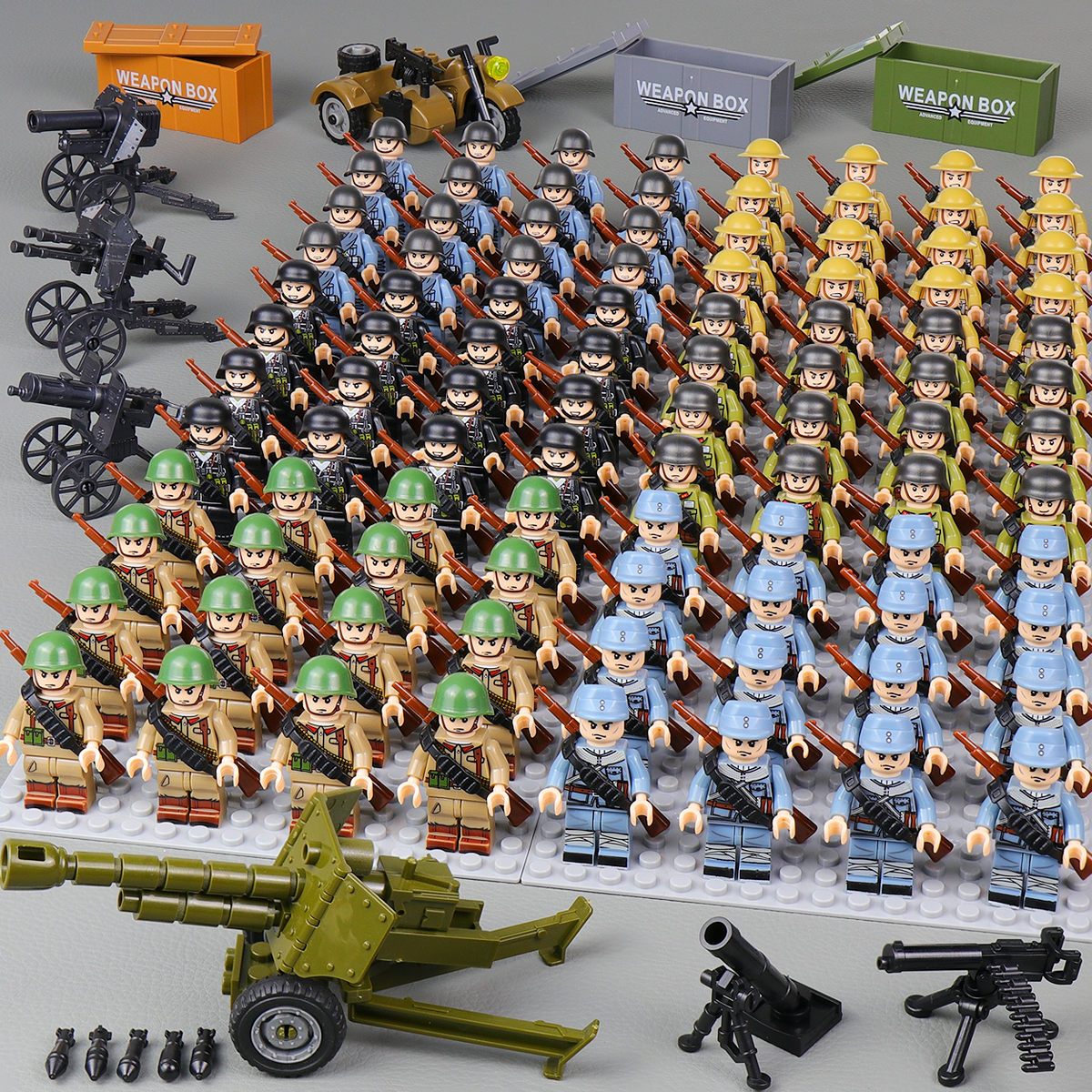 军事人仔中国积木拼装士兵二战八路军德军苏联装备男孩子拼装玩具