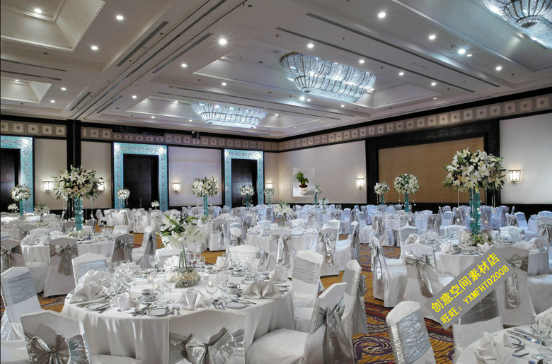 室内星级酒店宴会厅会议厅高清照片奢华欧式酒店设计实景效果图