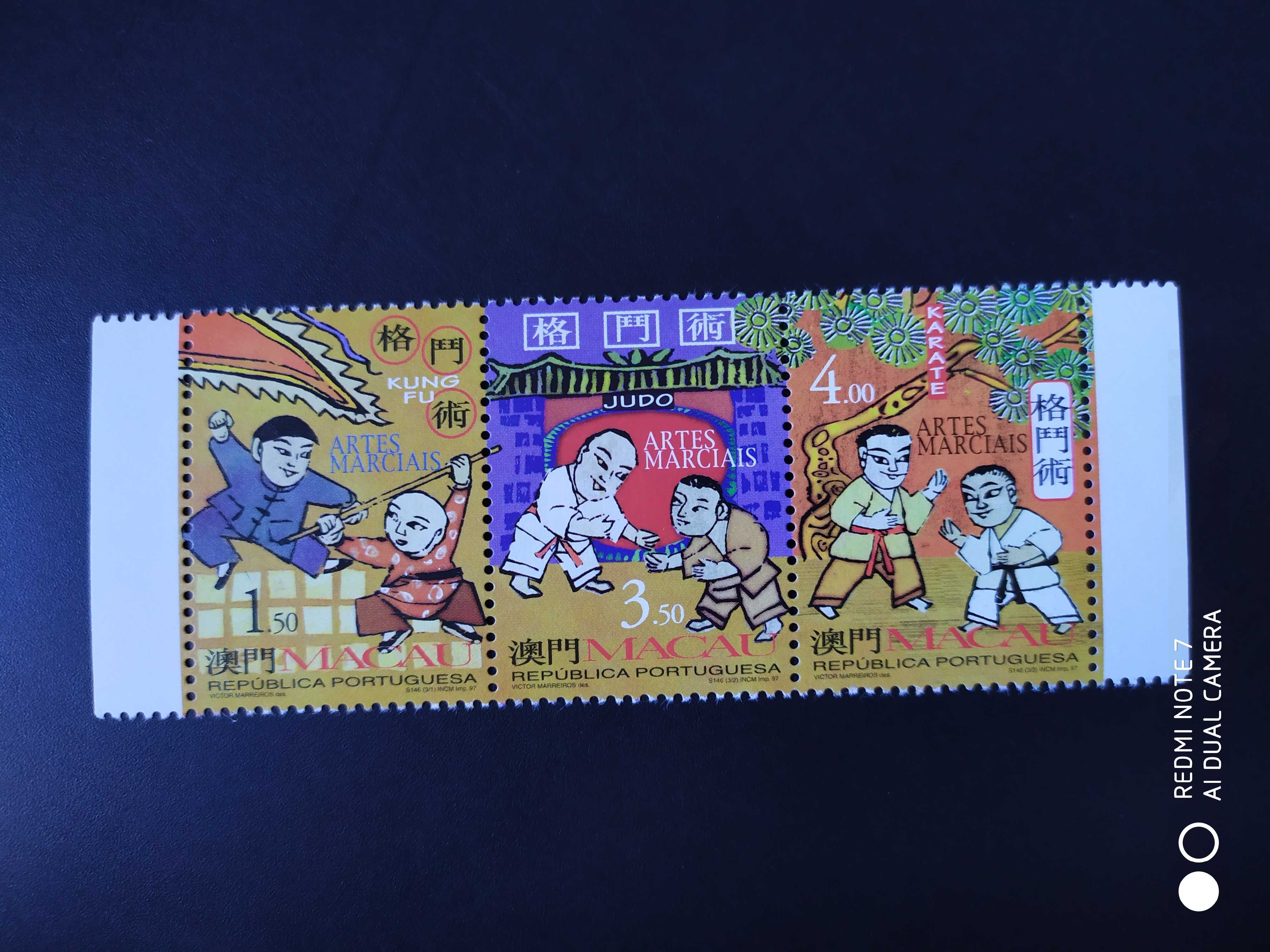澳门1997年格斗术邮票3连全新