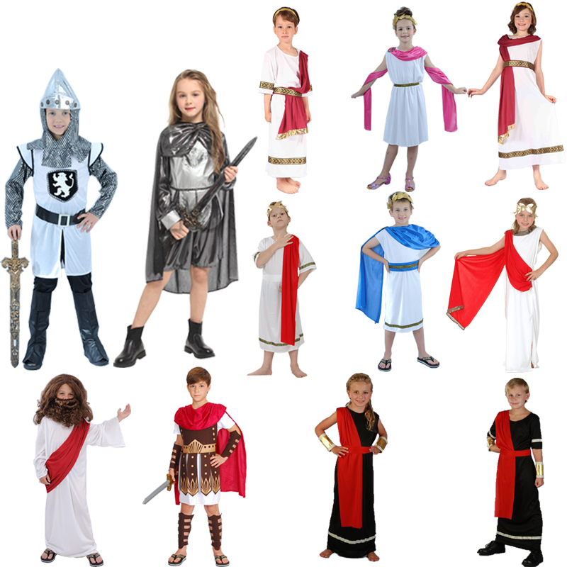 儿童节希腊神话舞台装 男童COS中世纪骑士衣服 罗马公主王子披风