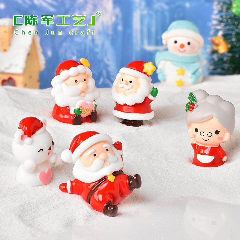 欢乐圣诞节 圣诞老人雪人可爱情侣 微景观雪景造景摆件水晶球配件