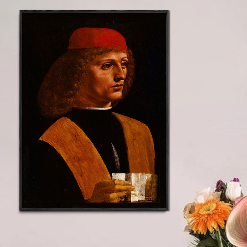 达芬奇音乐家肖像油画布画芯素描簿欧式喷绘无框客厅卧室装饰画