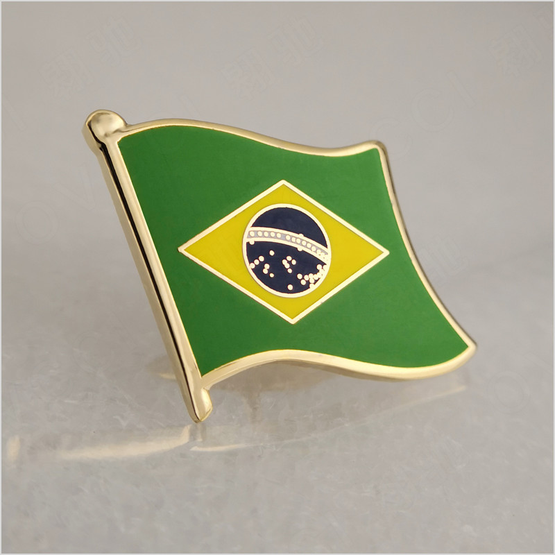 高质量珐琅工艺巴西国旗徽章世界各国旗帜襟章定做胸章定制
