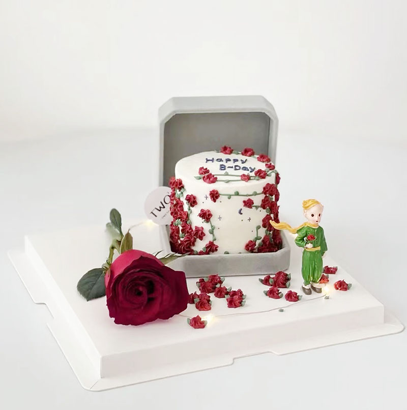 情人节小王子玫瑰戒指盒蛋糕装饰浪漫小王子摆件节日情侣表白道具