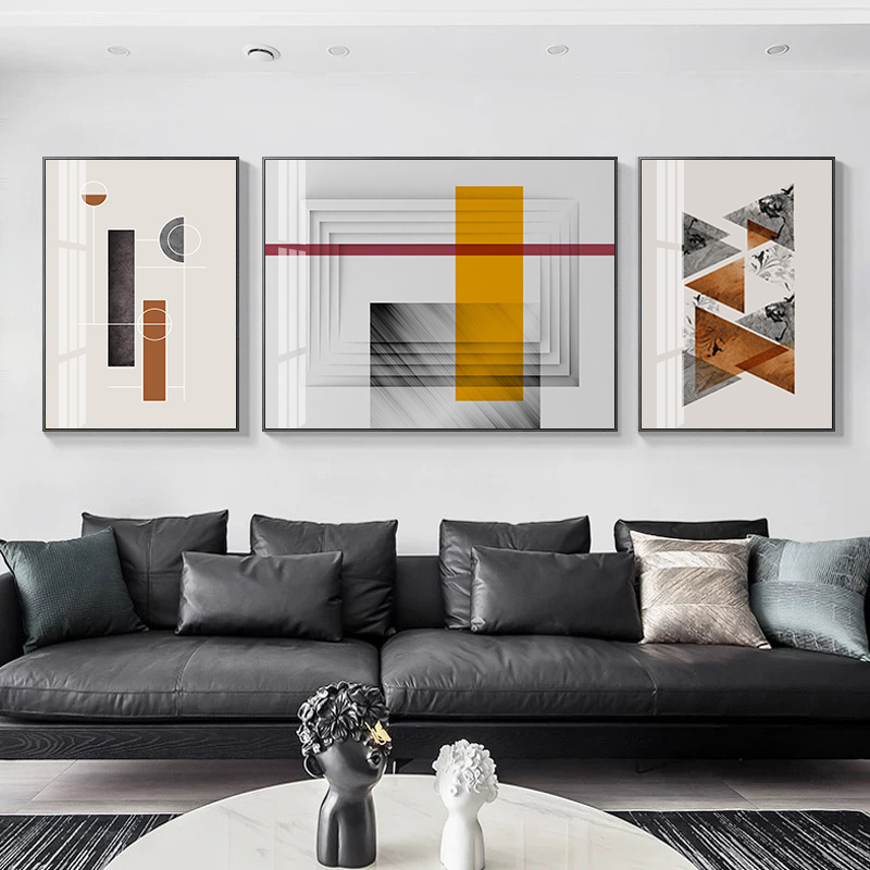 影拥添色现代简约风格客厅装饰画沙发背景墙组合挂画抽象色彩壁画