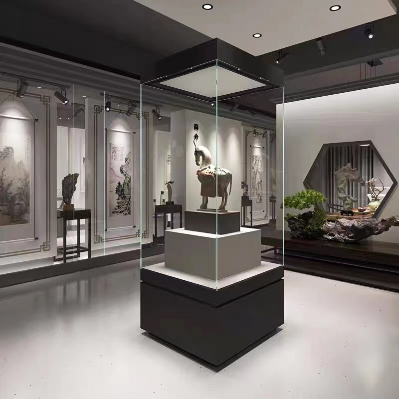 定制博物馆玻璃展示柜古董瓷器文物艺术品独立柜公司展厅陈列柜台
