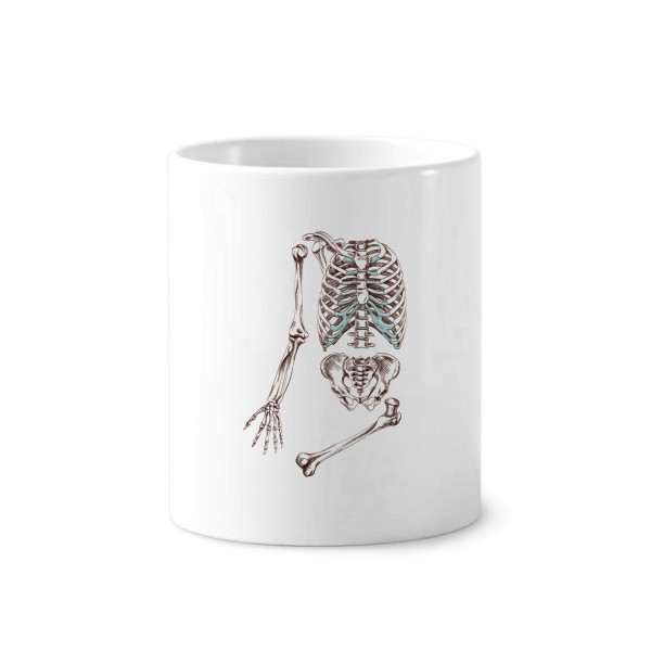 人类骨骼素描插画陶瓷刷牙杯子笔筒白色马克杯礼物
