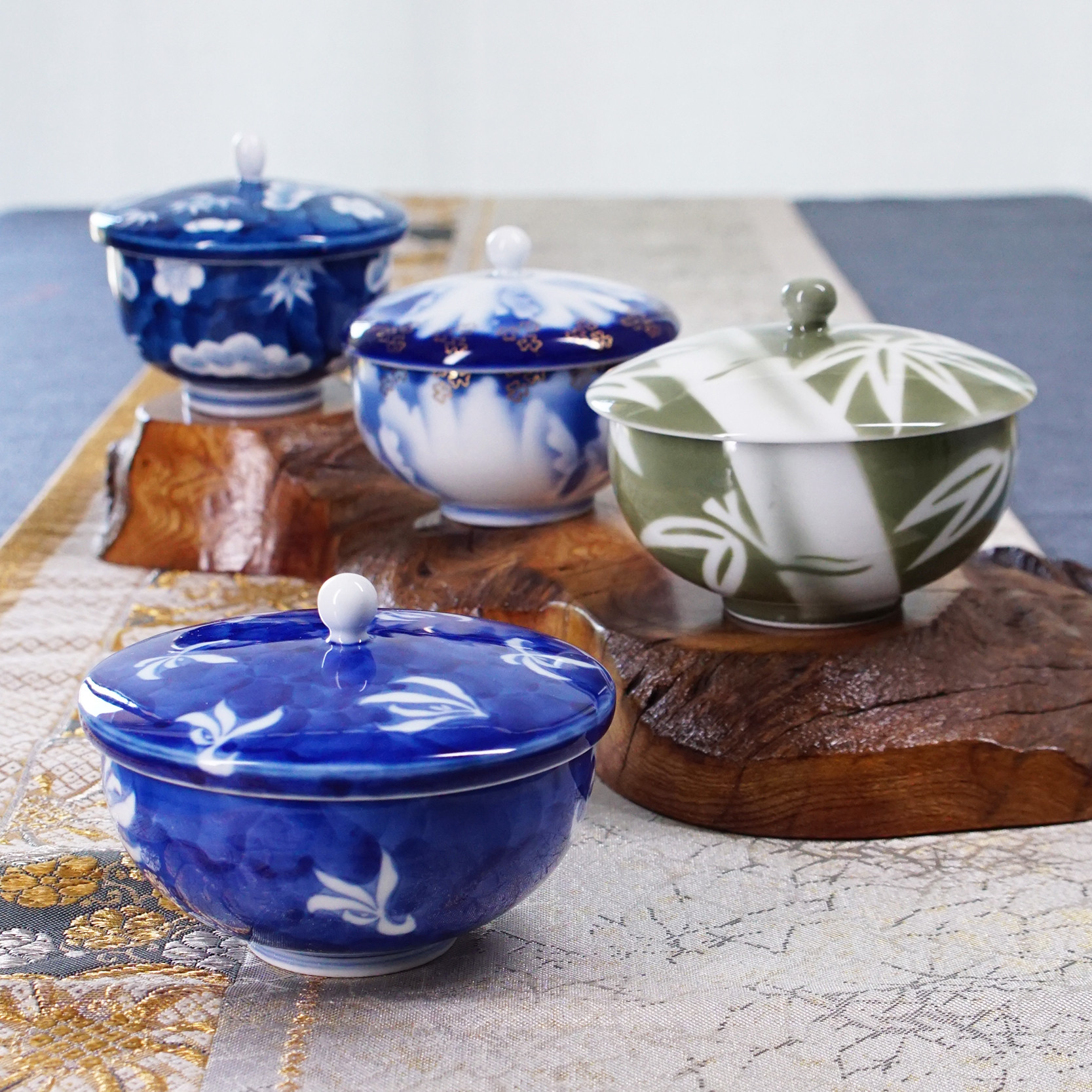 日本进口 深川制 手绘陶瓷盖杯日式茶道茶具盖碗茶杯杯子串门子
