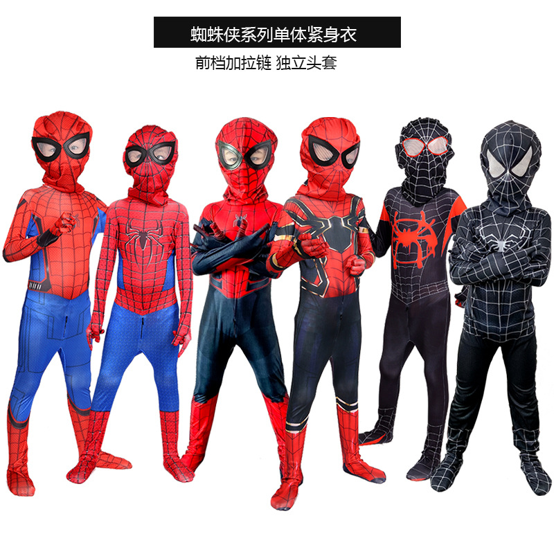 蜘蛛侠紧身衣 儿童服装cosplay连体英雄归来超凡毒液表演服黑蜘蛛