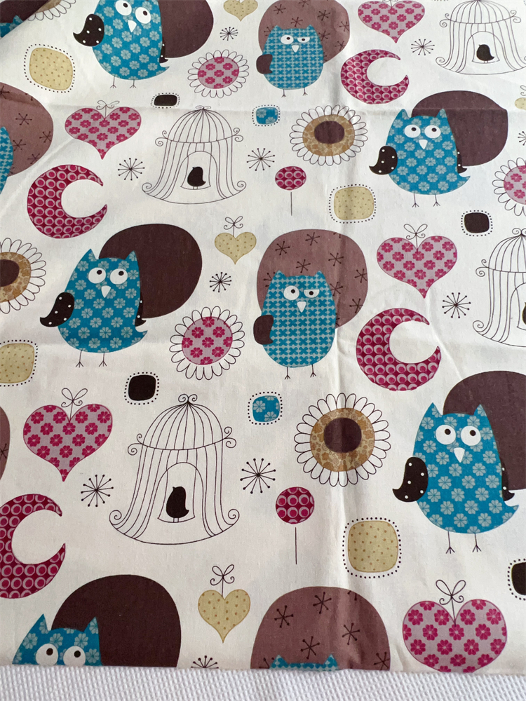 【孤品私藏】日本订单棉麻布料 搞笑猫头鹰 手工布包桌布抱枕面料