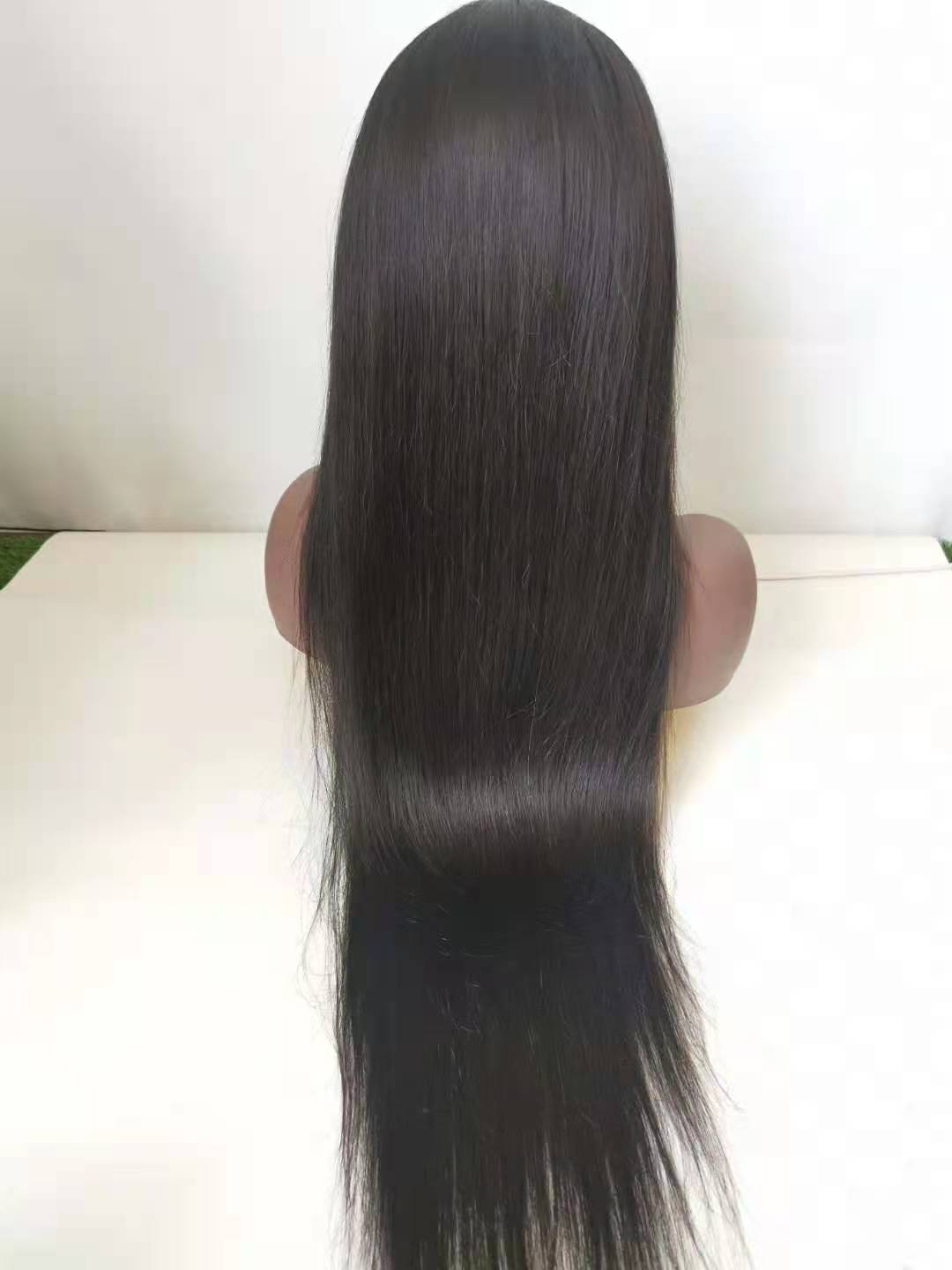Long straight brazilian human hair lace frontal wig女长直发