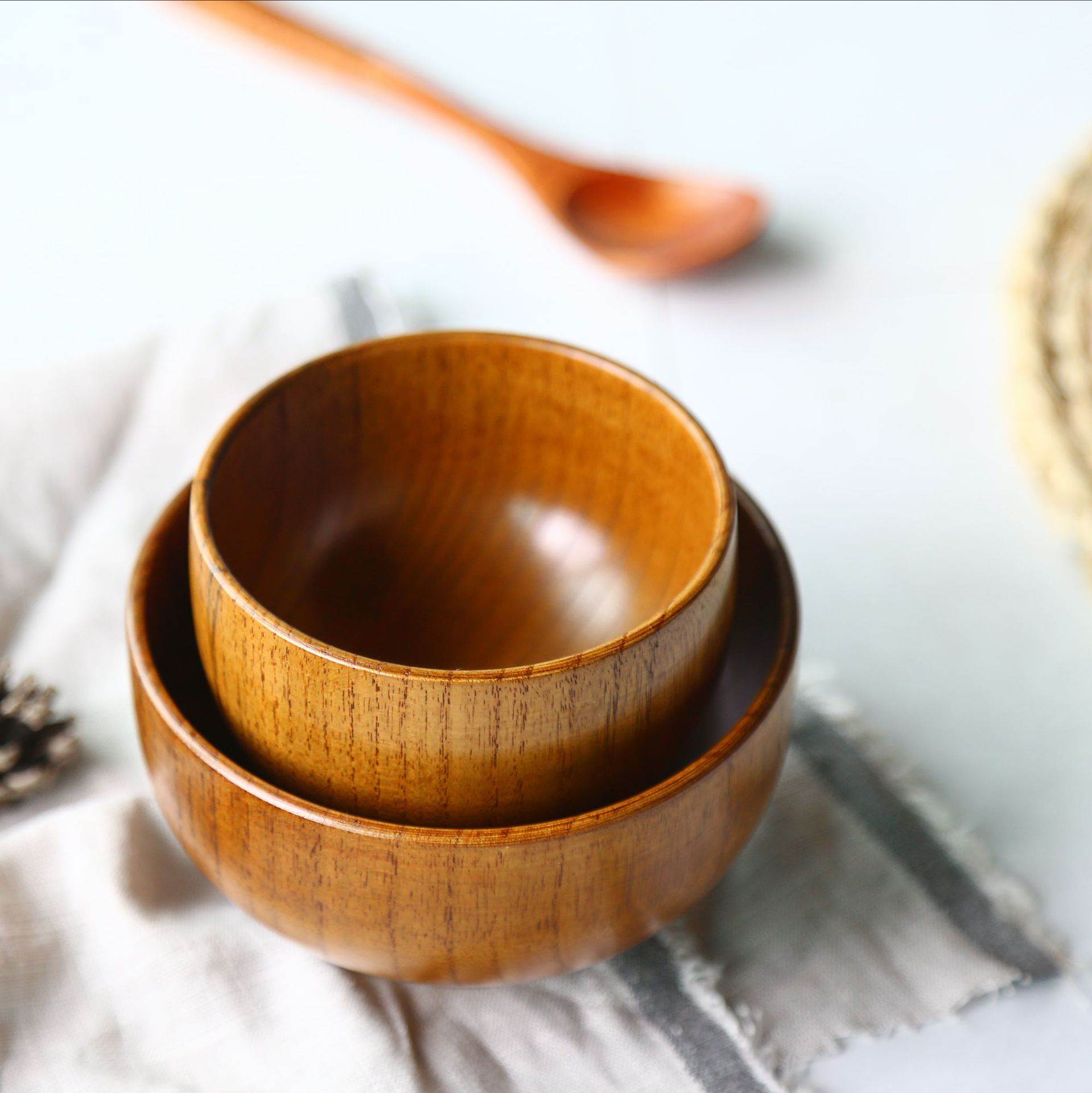 。手工制作日式木碗和风日料味增汤实木小碗中式漆碗餐厅小汤碗