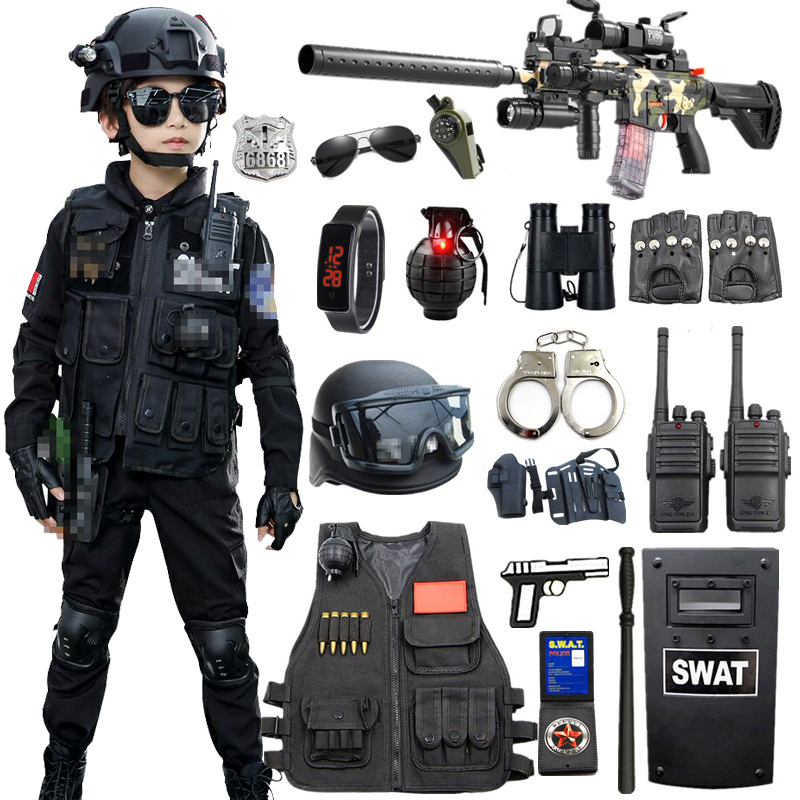 儿童特种兵玩具枪套装男童仿真户外cs特警衣服短袖小警察玩具装备