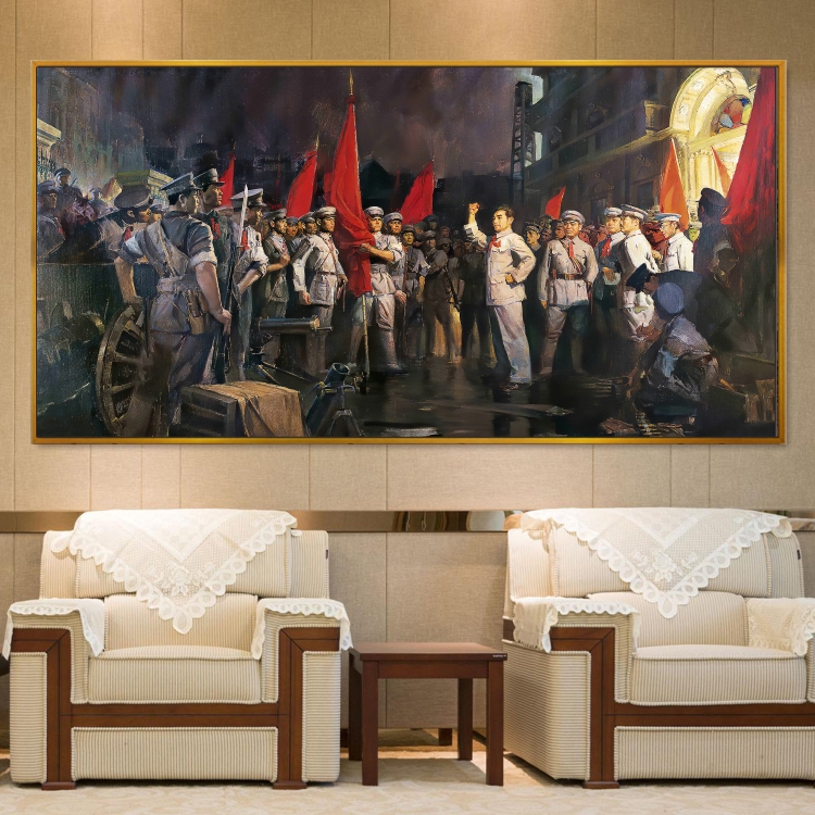 八一南昌起义红军长征革命抗日战争油画办公室装饰画会议室壁画