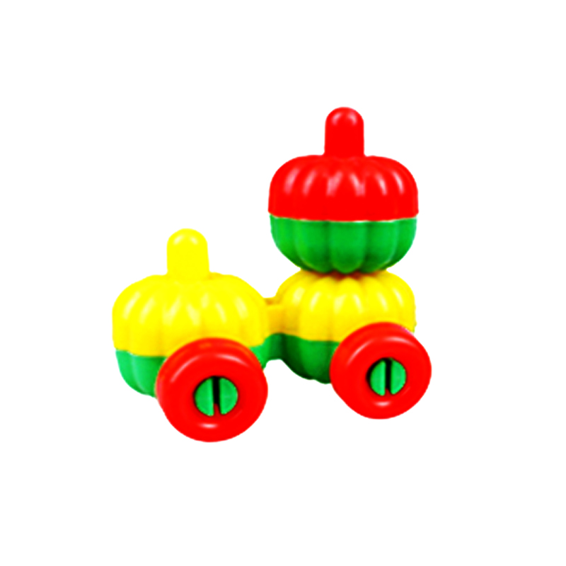 儿童南瓜赛车积木水果拼装拼插小孩子宝宝益智力百变拼车塑料玩具