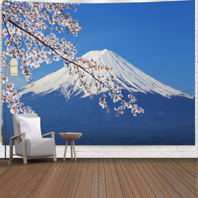 富士山风景挂布背景布卧室房间定制墙布宿舍改造壁纸海报画布挂毯