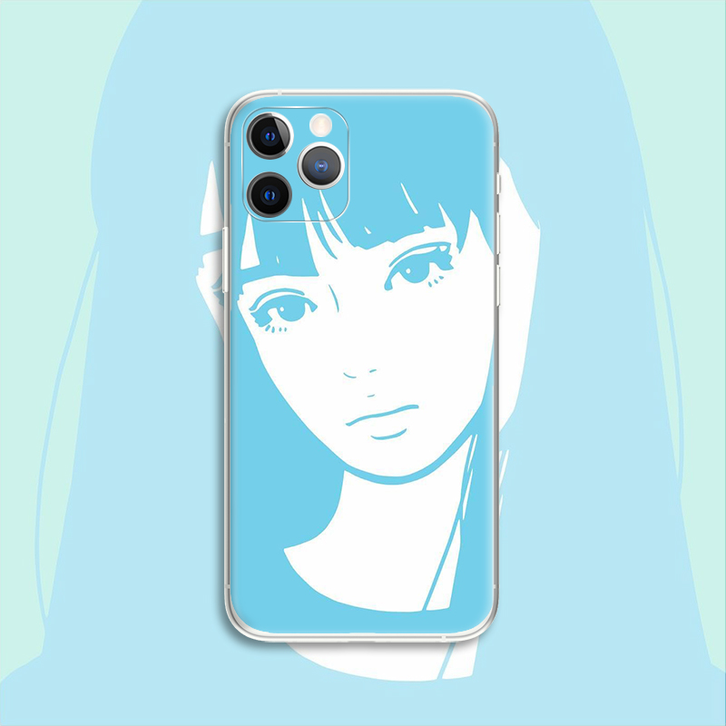 kyne 蓝色少女头像 现代潮牌油画文艺术生手机壳 E606 适用苹果华为