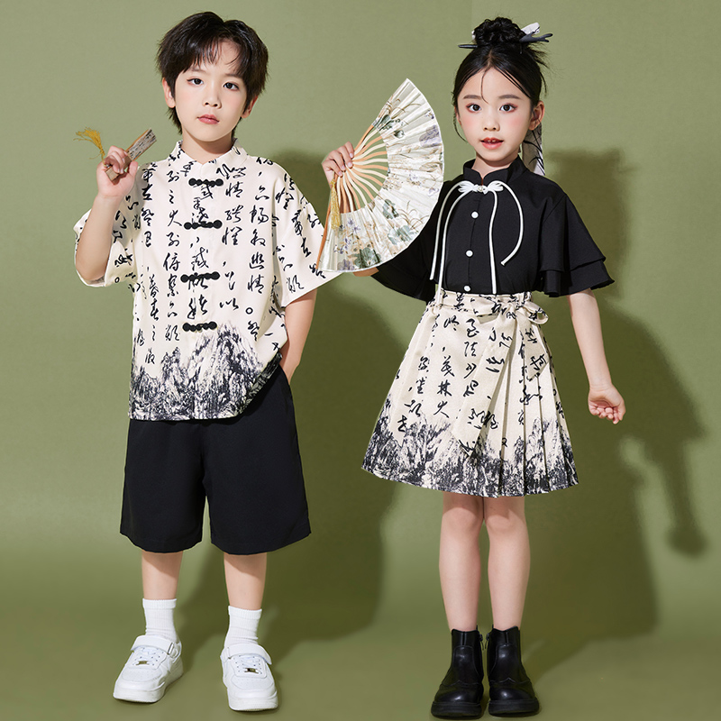六一儿童节合唱演出服中国风汉服马面裙小学生运动会表演服装国学