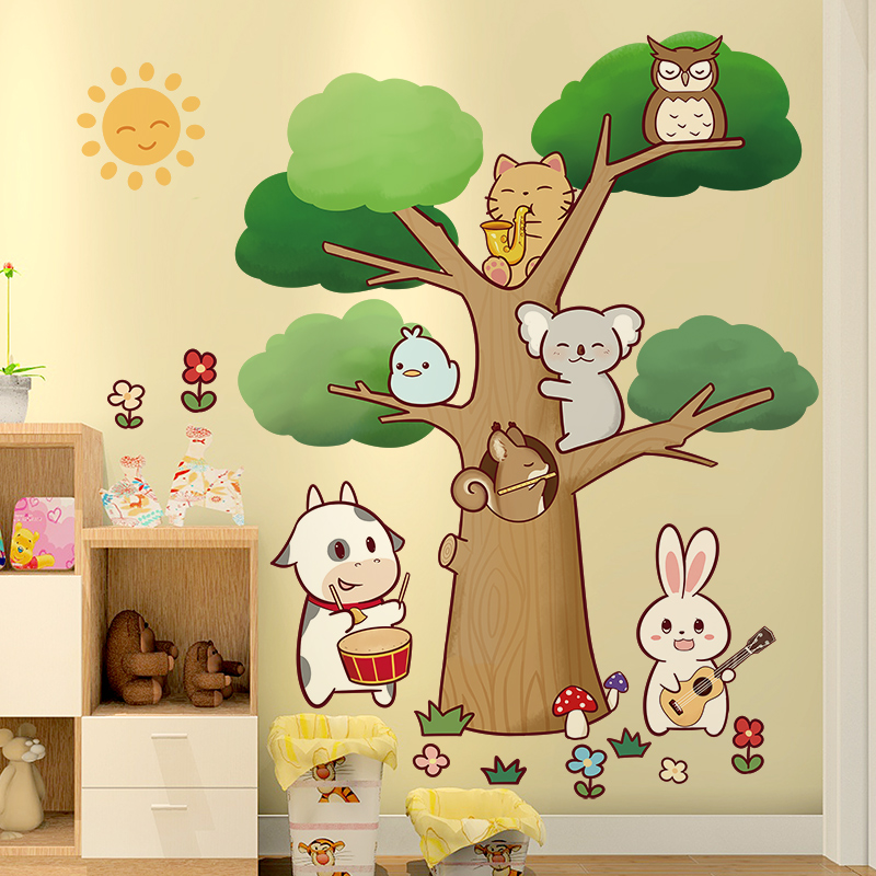 树屋墙贴纸贴画儿童房间幼儿园布置墙壁纸卡通可爱动漫大树装饰品