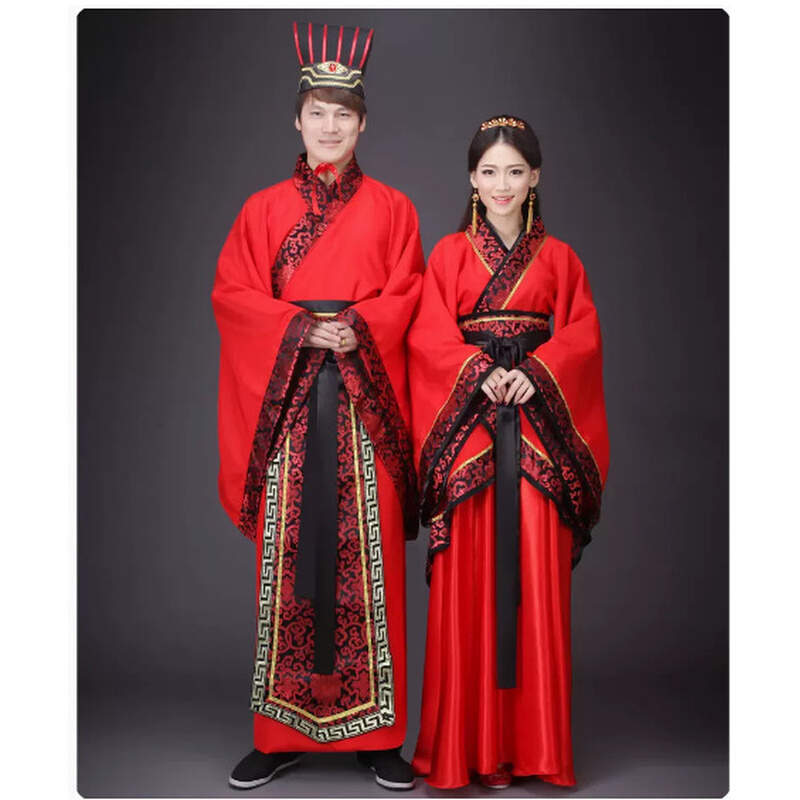 中式汉服婚服中国风嫁衣情侣装红色古装霸气古风男青年改良婚礼服