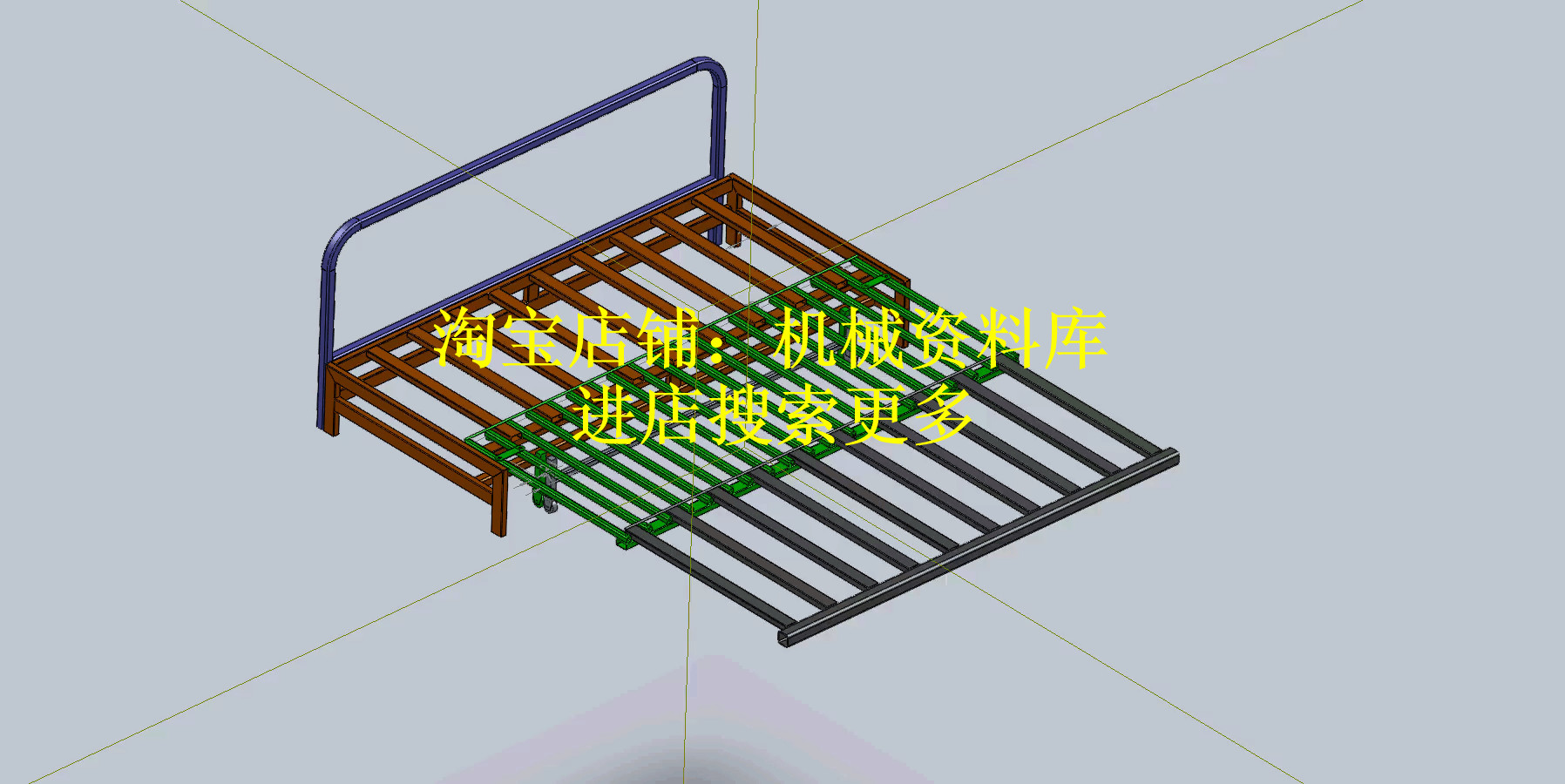 三折叠床沙发骨架3D图纸SW模型设计参考资料【383】