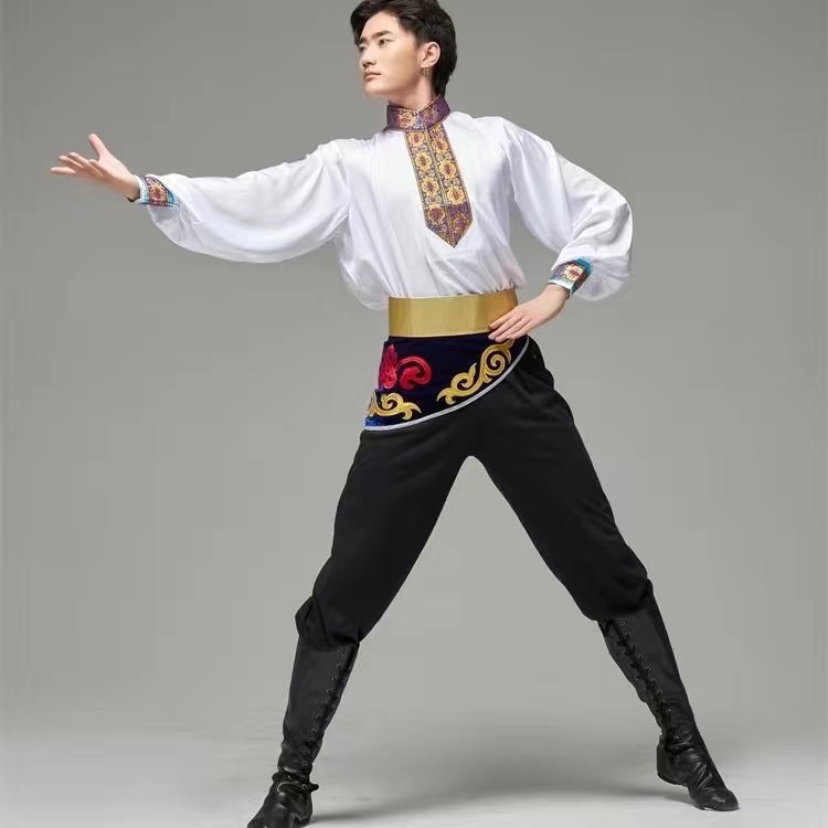 维吾族舞蹈演出服男士学生考试艺考考级成人练习练功新疆表演服装
