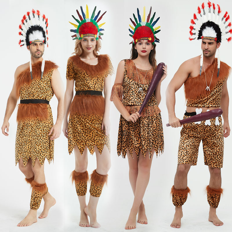 非洲鼓舞蹈服奇装异服男女印第安人演出服非洲民族原始人野人服装
