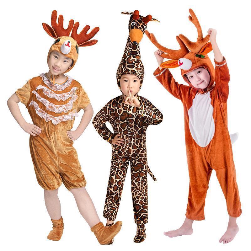 新品耶诞节小红鹿麋鹿长劲鹿演出服儿童动物表演服装驯鹿小鹿衣服