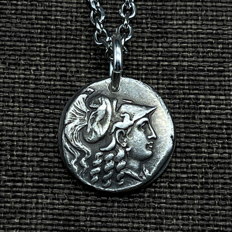 复刻古希腊银币智慧女神雅典娜胜利女神水瓶座守护神纯银古币项链